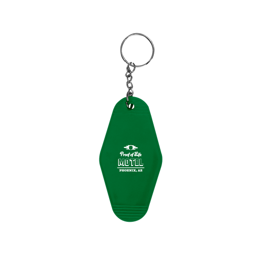 Green Proof of Life Motel Keychain