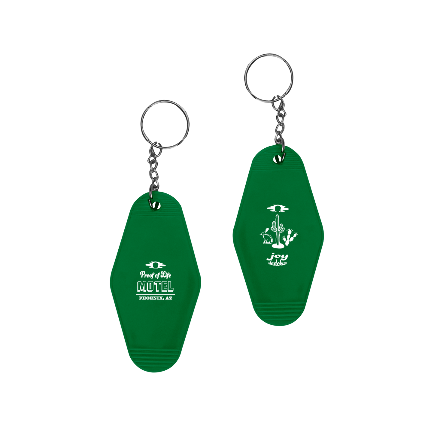 Green Proof of Life Motel Keychain